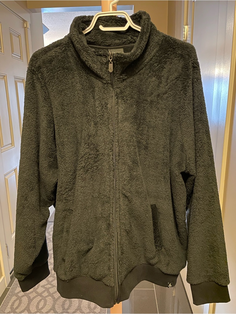 torrid Black Plush Full-Zip Jacket with Stand Collar